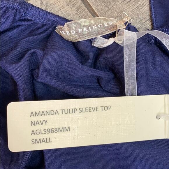Naked Princess Amanda Tulip Sleeve Top Navy NWT - Picture 5 of 5